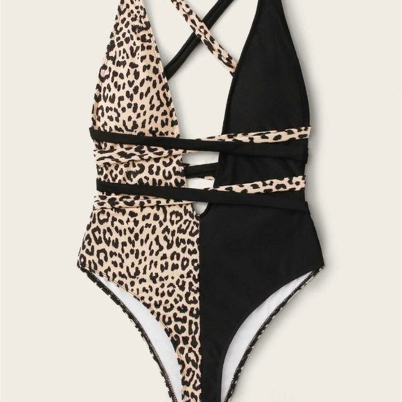 Leopard Tie One Piece Swimsuit Bathing suit - Picture 5 of 8